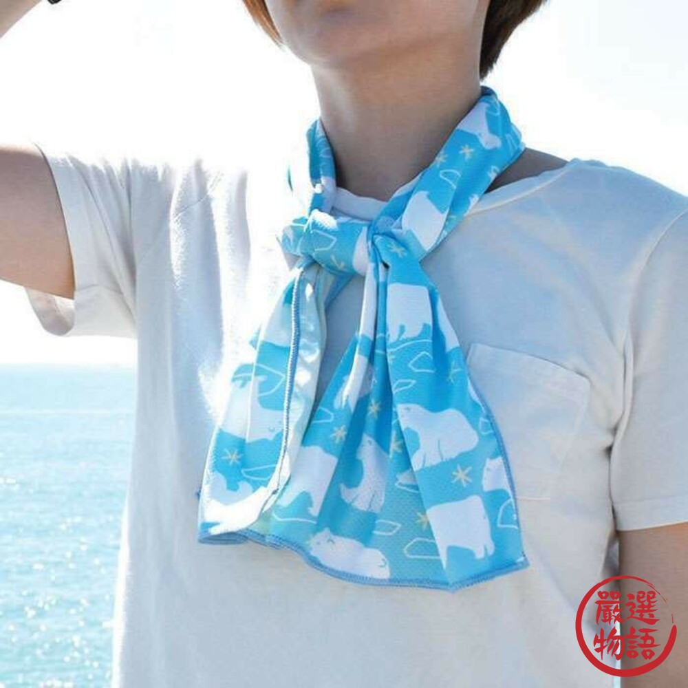 涼感毛巾 HELLO BEAR 牽牛花圖騰 涼毛巾 夏天必備 抗UV紫外線 預防中暑 降溫 附收納盒 隨身毛巾 封面照片