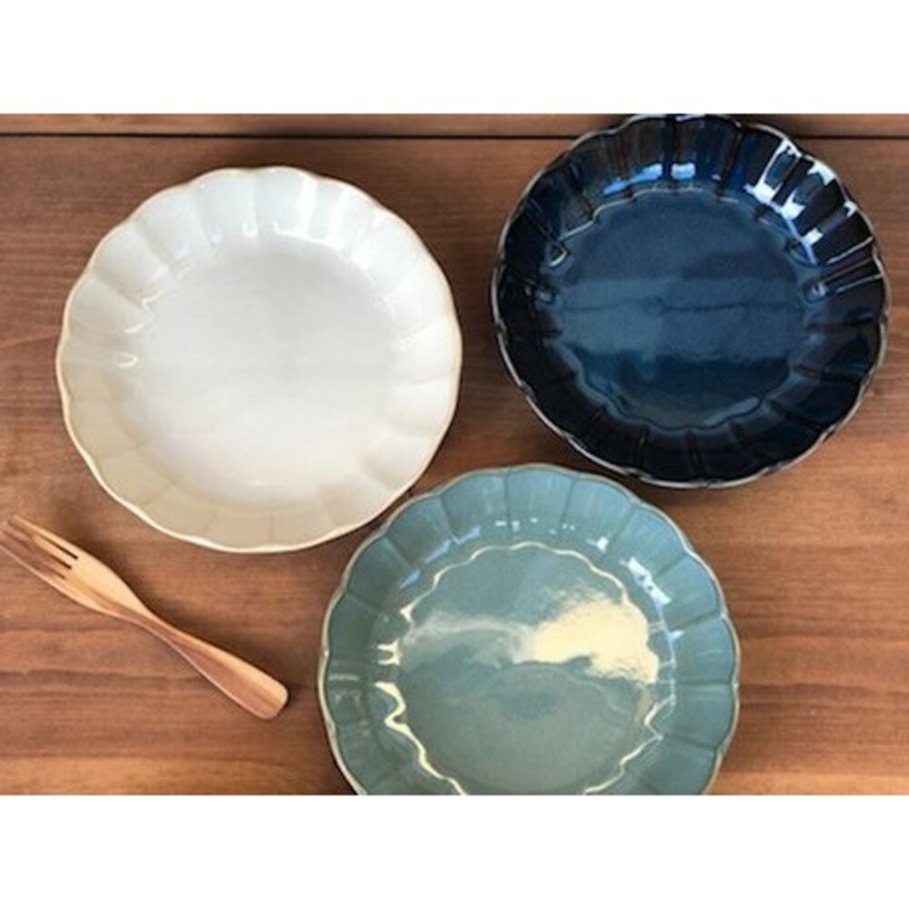 SF-014066-日本製美濃燒陶瓷盤 復古花邊 盤子 菜盤 碟子 餐具 日式料理 中式料理 海鮮盤 可微波 機洗