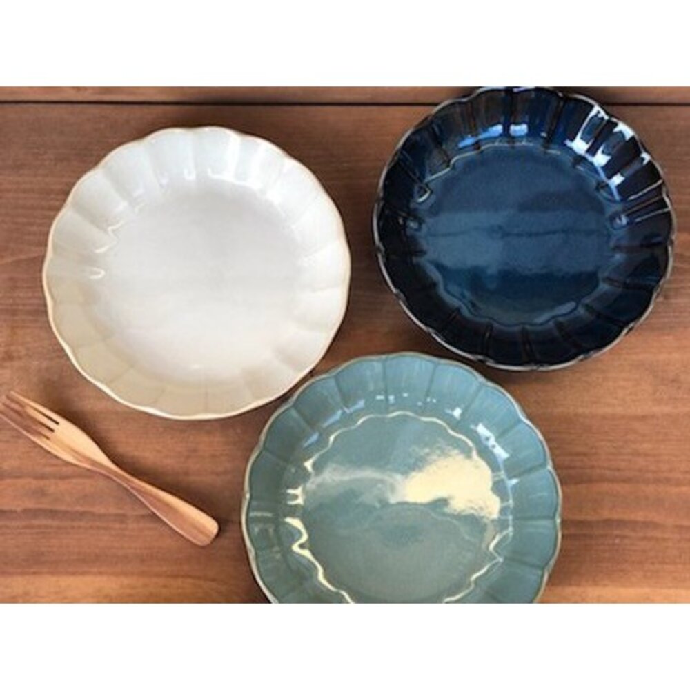 SF-014066-日本製美濃燒陶瓷盤 復古花邊 盤子 菜盤｜碟子 餐具 日式料理 中式料理 海鮮盤 可微波 機洗