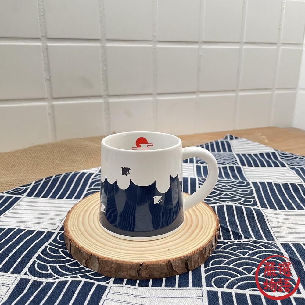 日本製 美濃燒 富士山馬克杯 富士山 禮物 達摩 日出 鯛魚 青富士 新年 水杯 陶瓷杯 牛奶杯-圖片-4