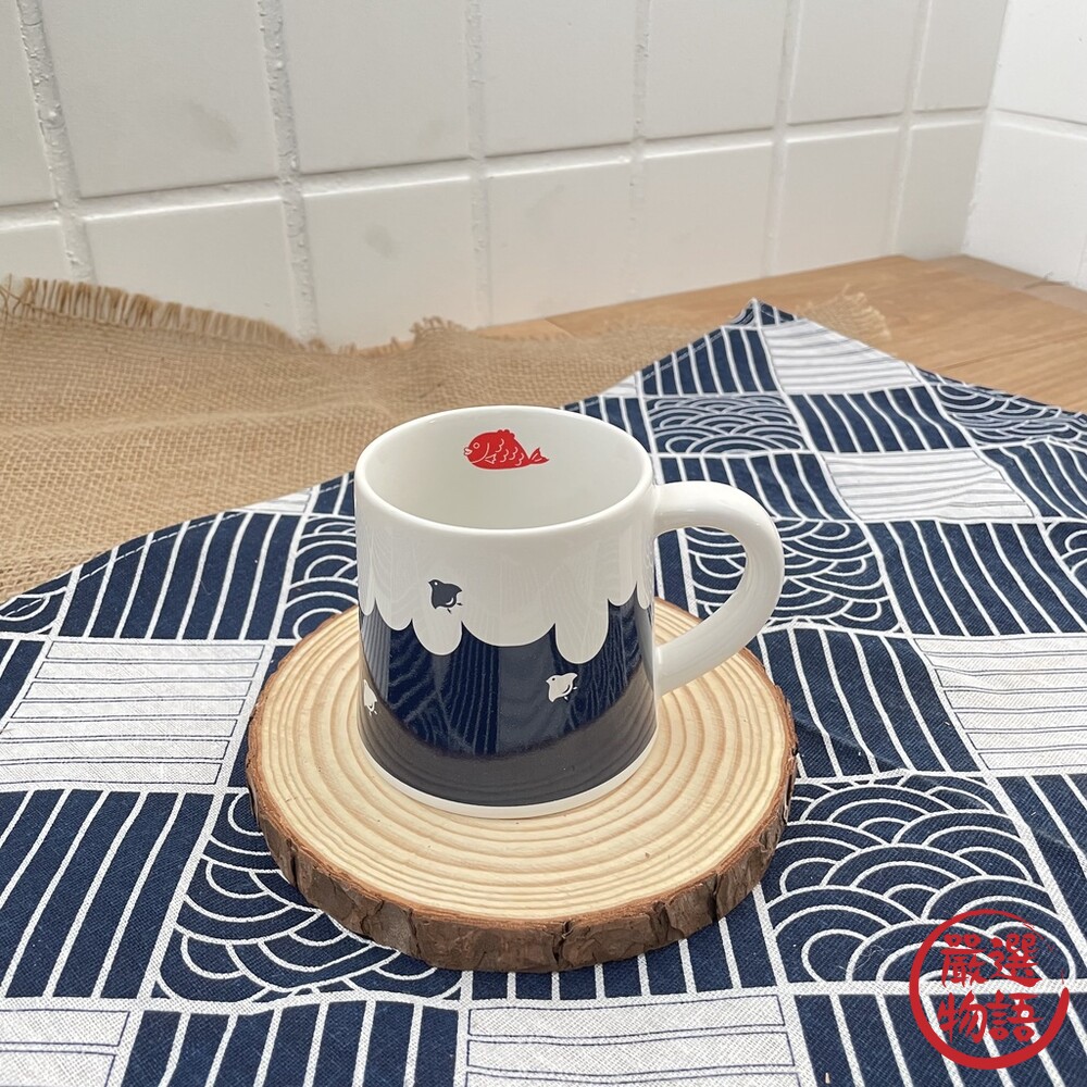 日本製 美濃燒 富士山馬克杯 富士山 禮物 達摩 日出 鯛魚 青富士 新年 水杯 陶瓷杯 牛奶杯-圖片-5