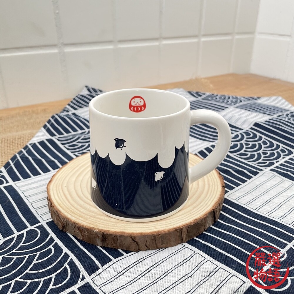 日本製 美濃燒 富士山馬克杯 富士山 禮物 達摩 日出 鯛魚 青富士 新年 水杯 陶瓷杯 牛奶杯-圖片-6