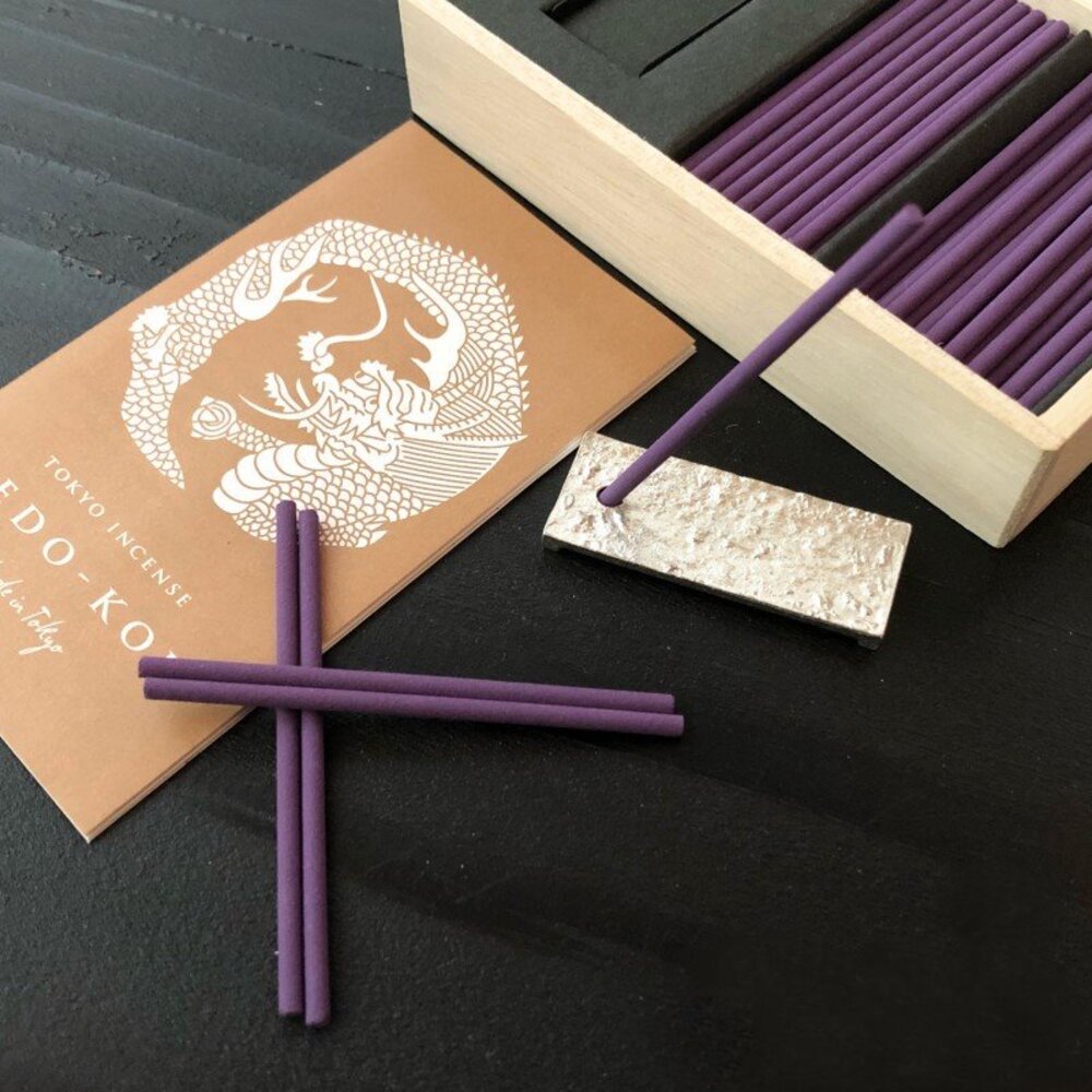 SF-014711-日本製 日本香堂 大江戶香 玉松街道 伽羅姫 線香 香氛 沉香 附香座 線香盤 薰香 木香 和香