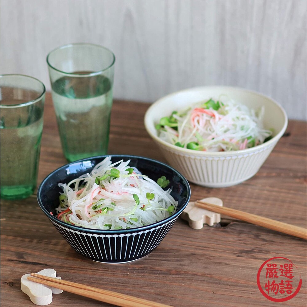 日本製 Albee 美濃燒撥水十草餐碗 中-藍/米/灰|陶瓷碗 餐碗 飯碗 湯碗 陶器 陶瓷-圖片-2