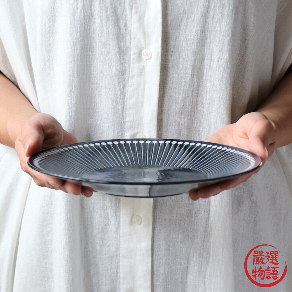 日本製 美濃燒 Albee 22cm 盤子 輕量 淺盤 潑水十草 沙拉盤 線條設計 料理 日式 簡約-圖片-6