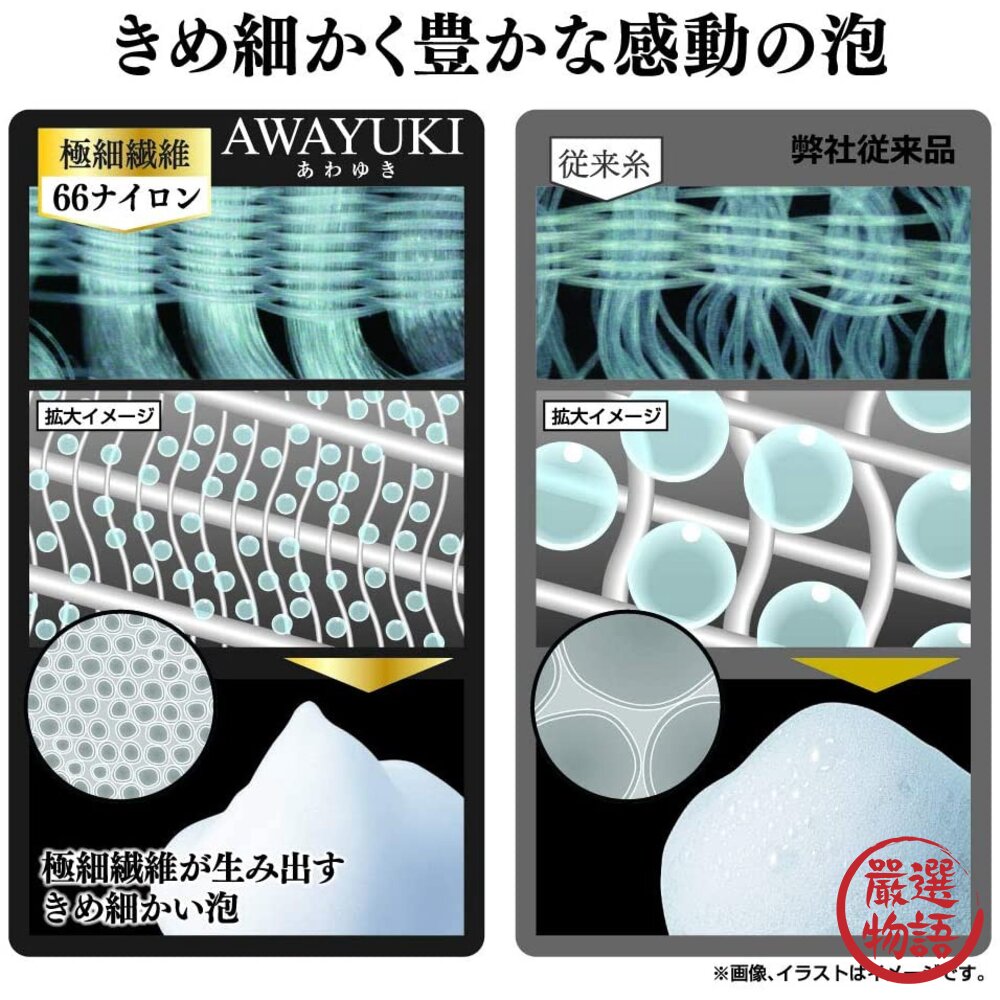 日本製Awayuki 洗澡巾 極細纖維泡泡 搓澡巾 沐浴巾 去角質 洗澡網 起泡棉密 搓背神器-圖片-6