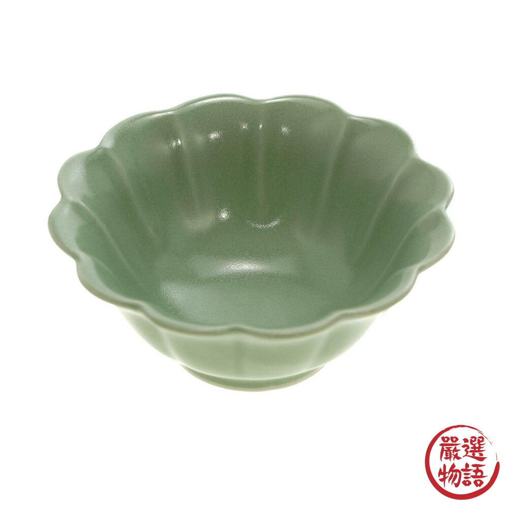 日本製美濃燒 陶瓷 綠色/灰色 菊型小碗 醬料盤 小菜盤 醬菜 冰淇淋 甜點碗 水果碗 配菜-圖片-2