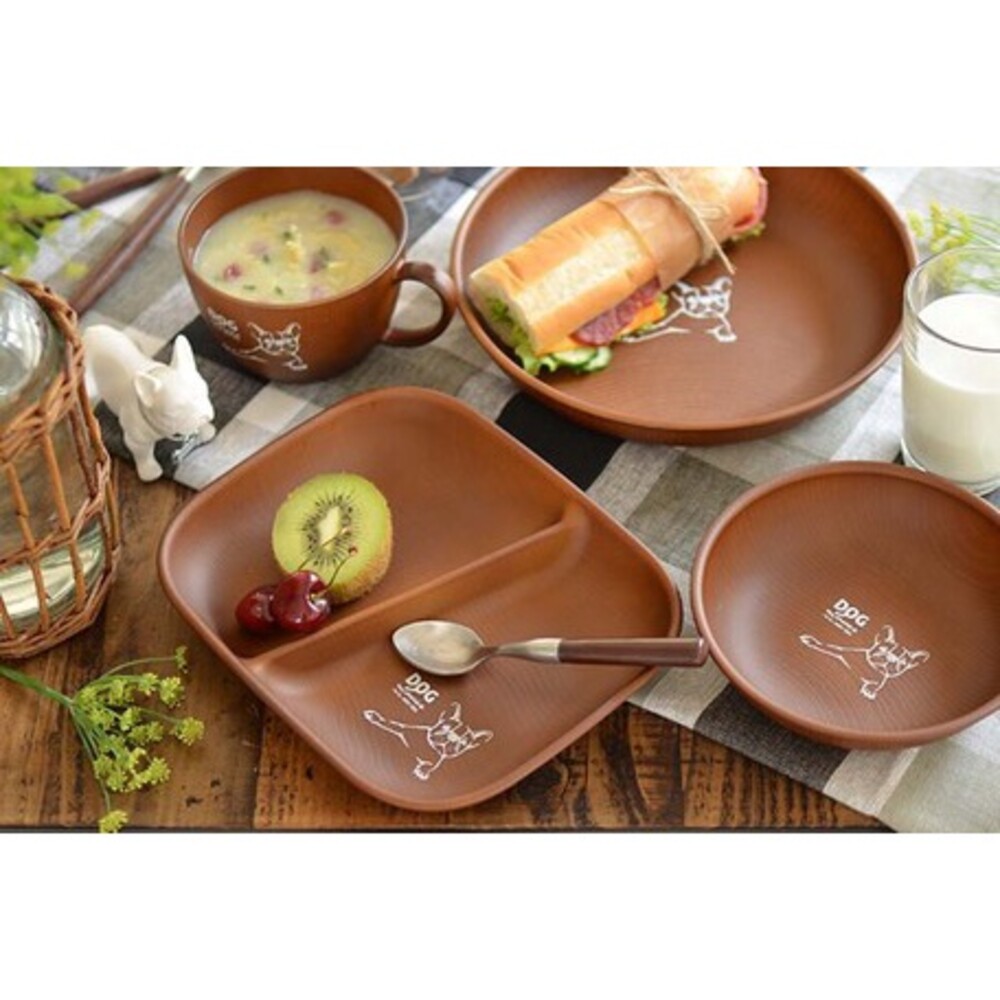 SF-014987-日本製 法國鬥牛犬 分隔盤 馬克杯 圓盤 廚房 湯碗 露營 野餐 分隔餐盤 營養午餐 減醣餐盤