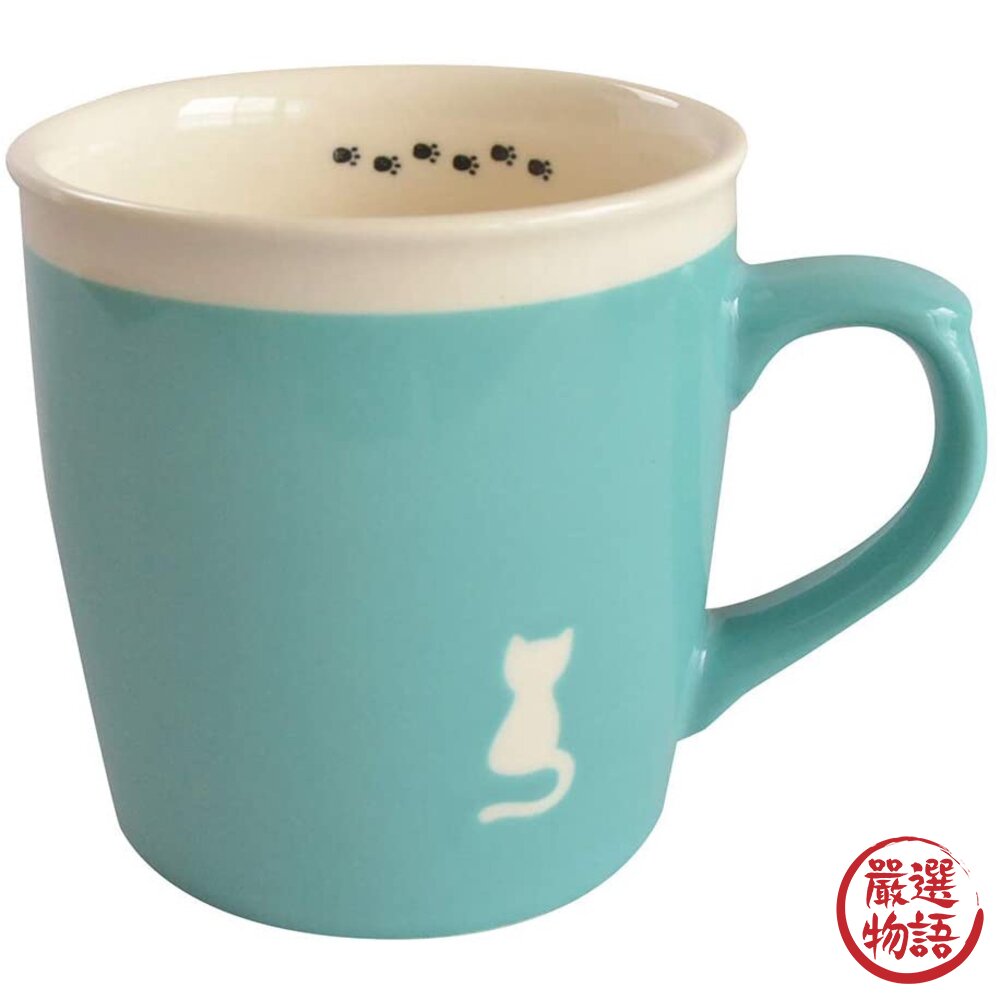 日本製 美濃燒 貓咪馬克杯 多色可選 剪影 貓奴 馬克杯 陶瓷 杯子 牛奶杯 咖啡杯 貓腳印 貓奴-圖片-5