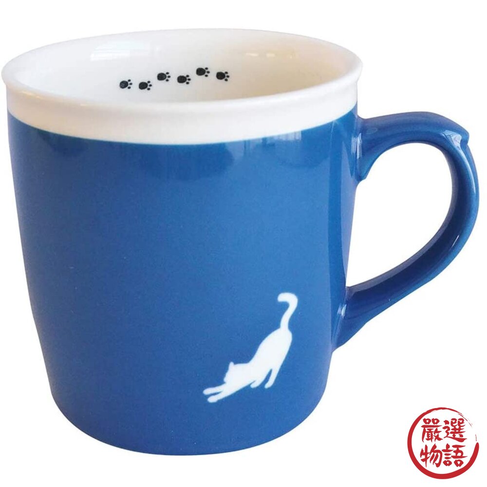 日本製 美濃燒 貓咪馬克杯 多色可選 剪影 貓奴 馬克杯 陶瓷 杯子 牛奶杯 咖啡杯 貓腳印 貓奴-圖片-6