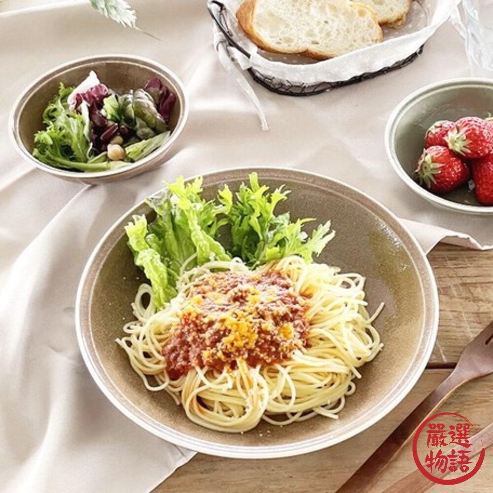 日本製 美濃燒圓盤 24.5cm 義大利麵盤|水果盤 菜盤 沙拉盤 盤子 盤 酪梨綠 肉桂棕-圖片-2