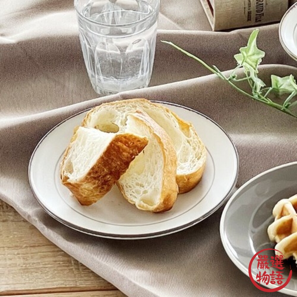 日本製 美濃燒典雅線條圓盤 灰/白 甜點盤 水果盤 餅乾盤 蛋糕盤 小菜盤 餐盤 盤子 下午茶-圖片-1