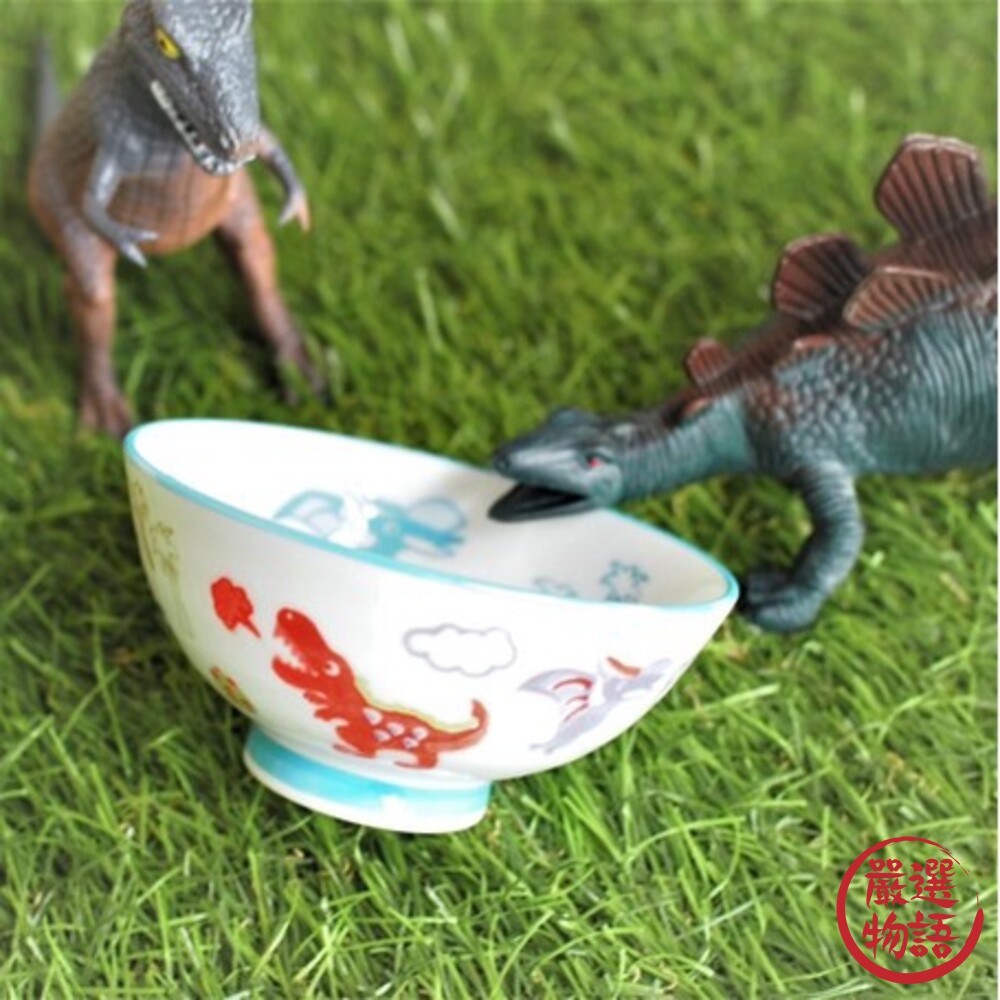 日本製 美濃燒 兒童彩色恐龍圖樣餐碗|湯碗 濃湯碗 兒童專用 小孩 孩童 幼稚園 飯碗 恐龍-圖片-2