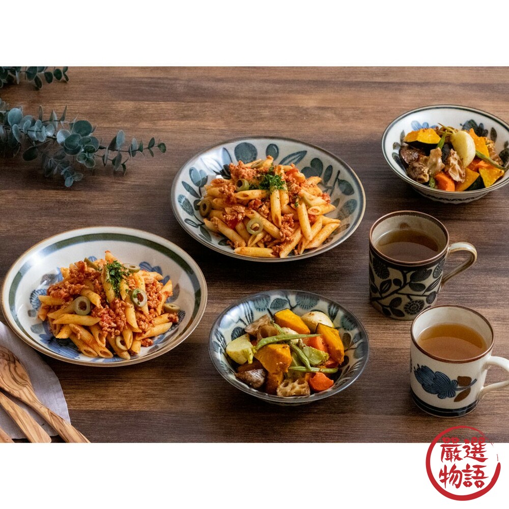 日本製美濃燒北歐/花橄欖馬克杯小碟禮盒組(2杯2碟)