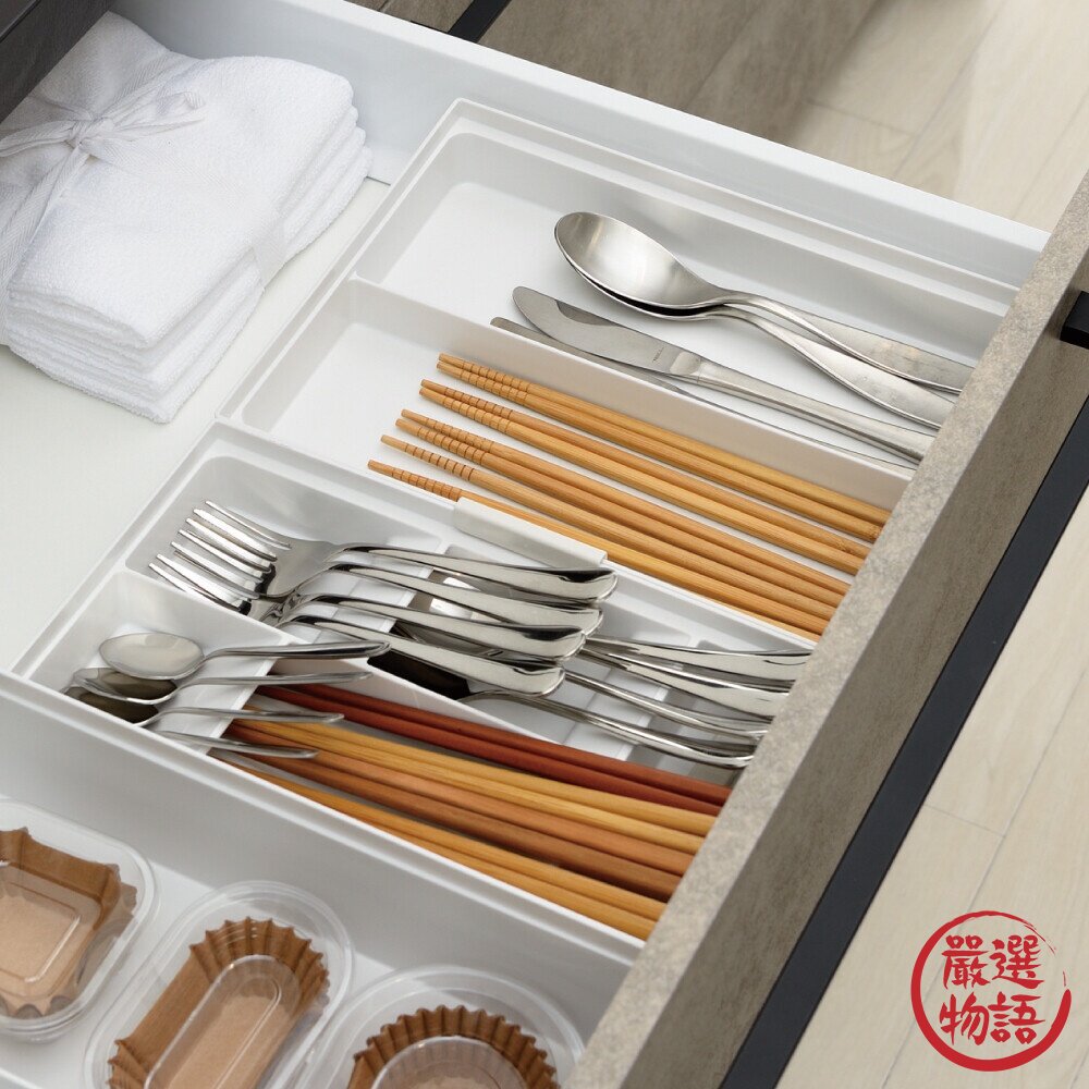日本製 Richell Totono 廚房抽屜餐具收納盒|抽屜收納 抽屜分類盒 餐具收納架 廚房收納-圖片-3
