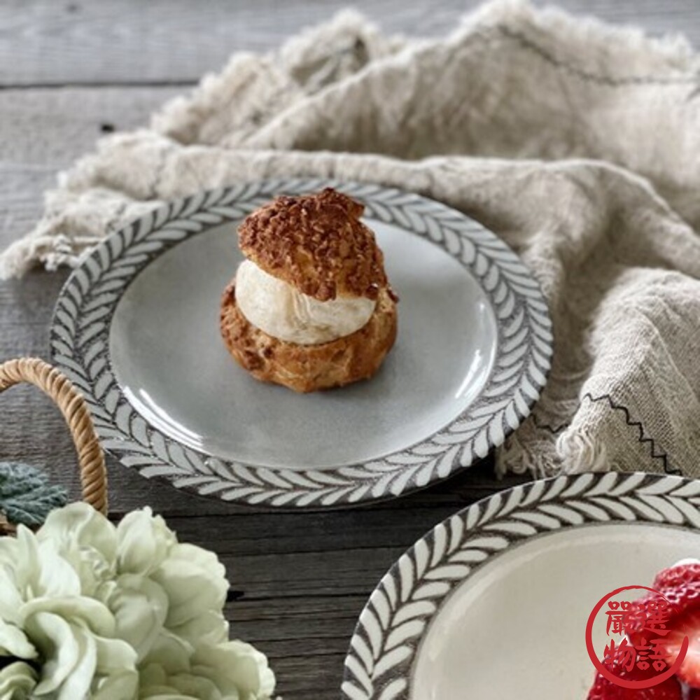 日本製 美濃燒 羽毛系列餐盤 20cm|點心盤 陶器 盤子 蛋糕盤 盤 陶瓷 義大利麵盤 質感餐具-圖片-3