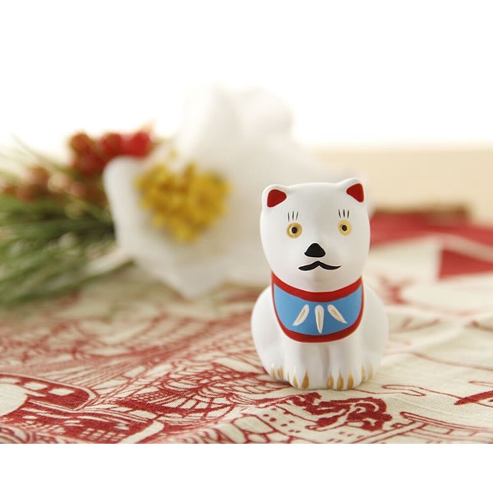 SF-015160-日本忠犬公仔 中川政七商店 陶瓷 公仔 飾品 擺件 招財狗 招福 吉祥物 白/茶色