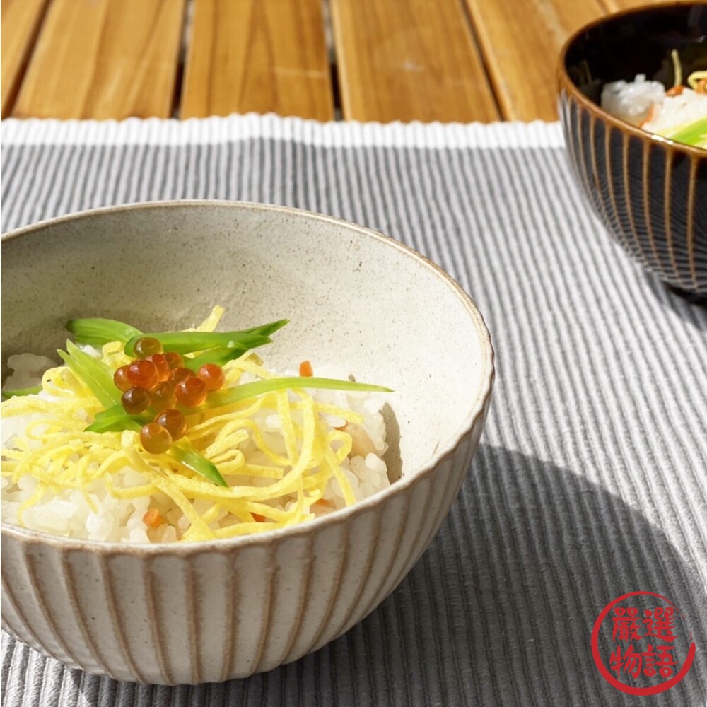 日本製 美濃燒條紋碗 華蝶扇 11.6cm 飯碗 日式 湯碗 白色 棕色 陶瓷器皿 茶碗 小缽-圖片-4