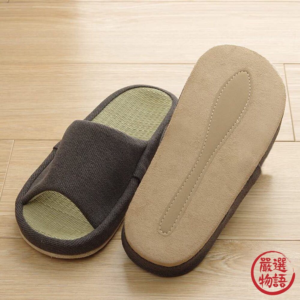 真草蓆室內拖鞋 露趾拖鞋 防臭效果 室內拖 簡約 情侶拖鞋 男款 女款 鞋子 室內鞋-圖片-3