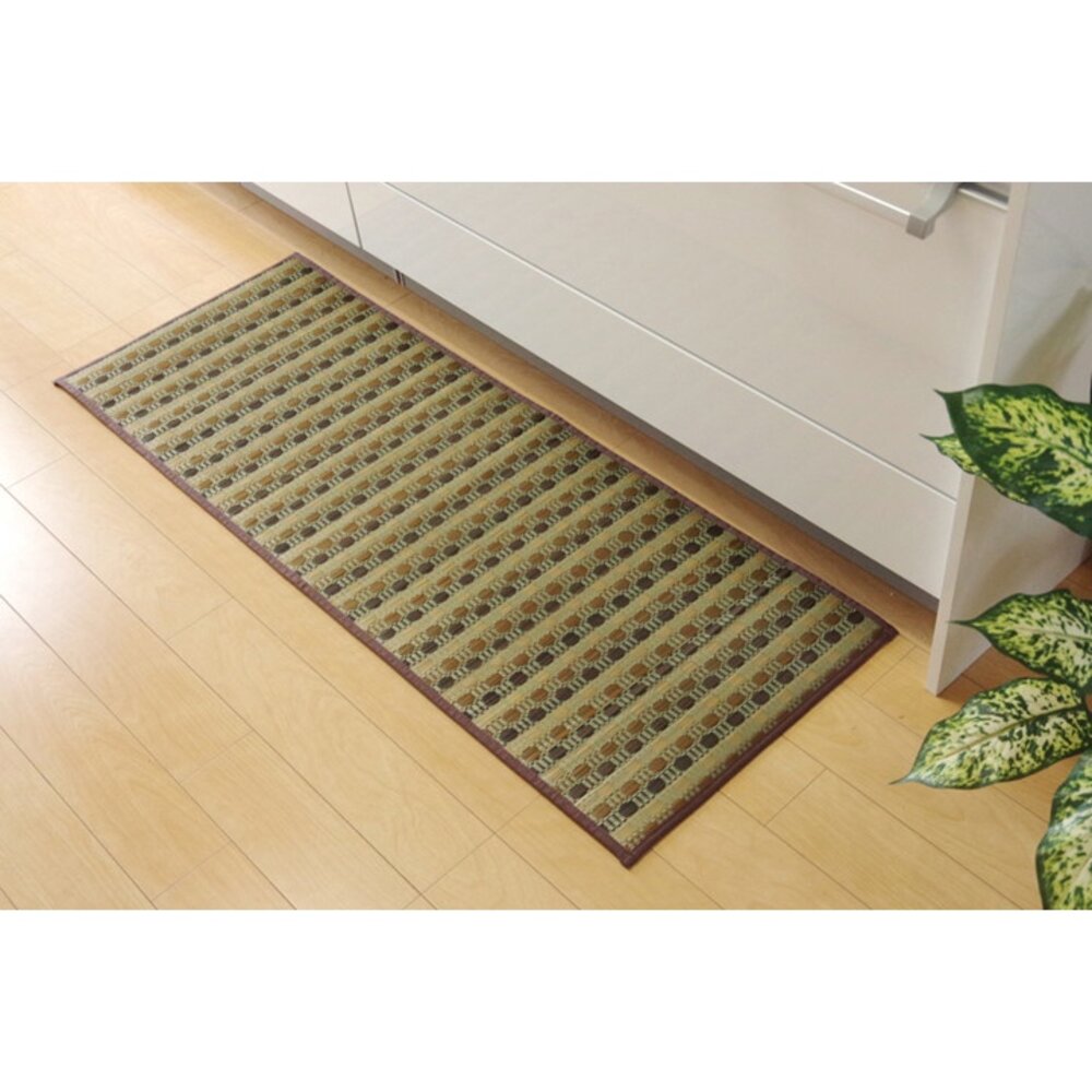 SF-015284-日本製 廚房地墊 43x120cm 防滑處理 燈心草 草蓆 地墊 地毯 踏墊 耐髒免清洗 長墊