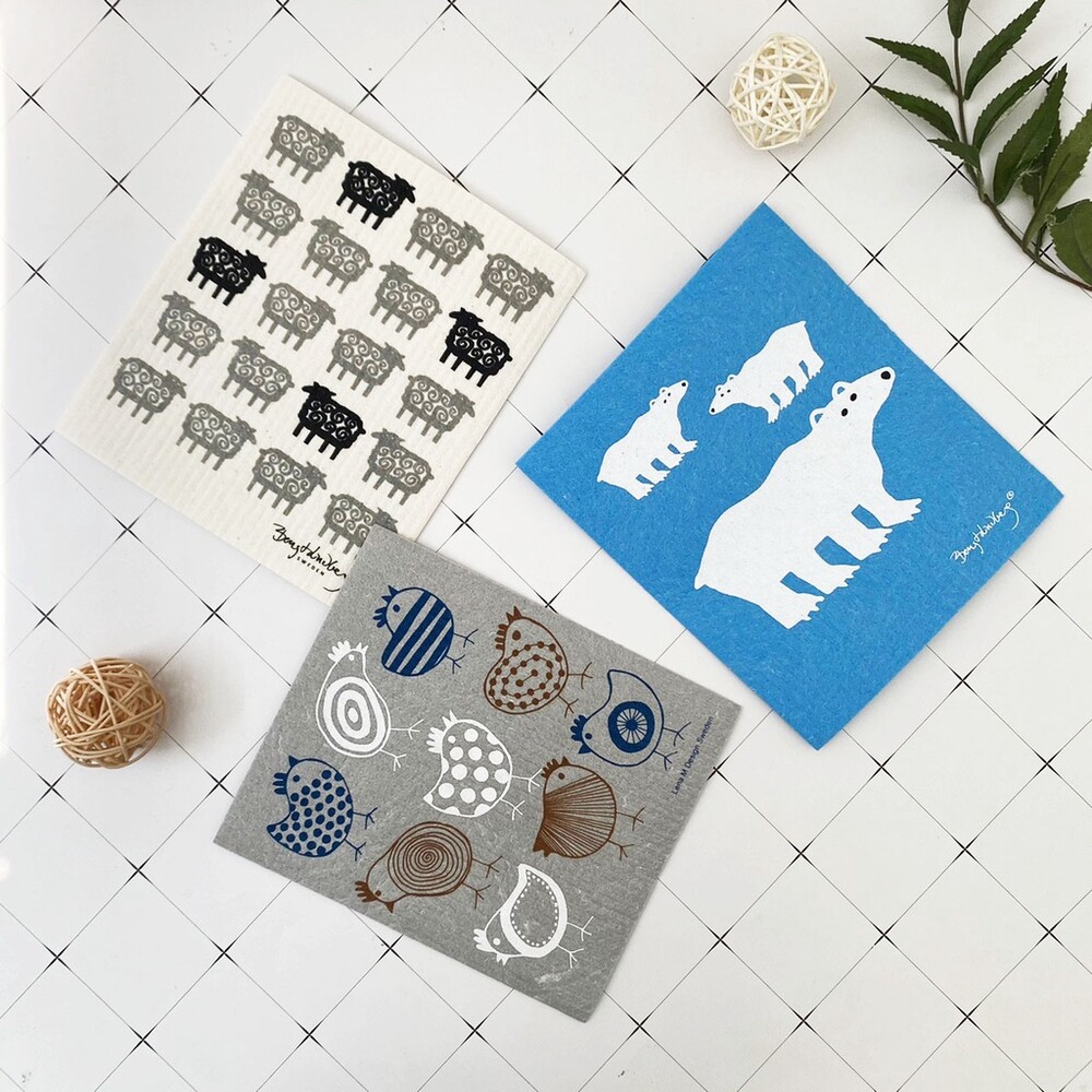 SF-015298-廚房抹布 德國製 超吸水 天然纖維抹布｜小雞 羊 北極熊 抗菌 洗碗布 餐具布 擦拭