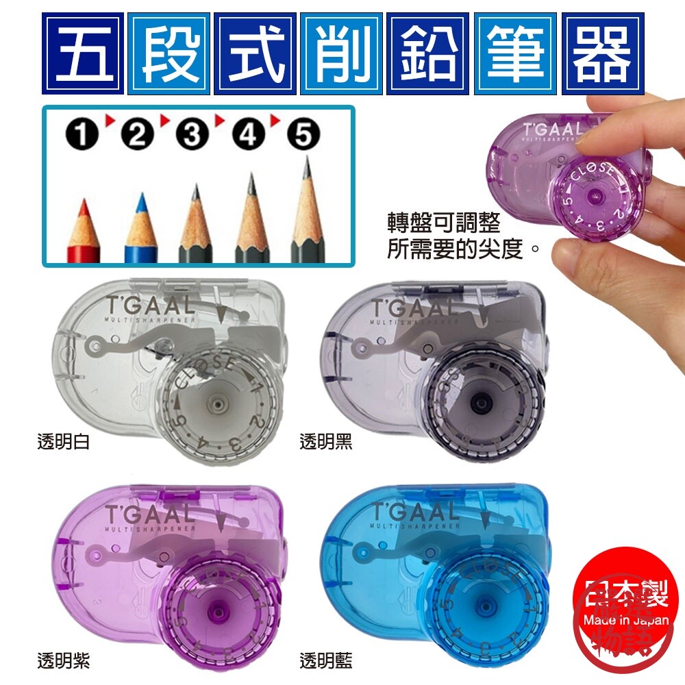 日本製 五段式削鉛筆機 KUTSUMA T'GAAL 筆尖粗細可調節 削鉛筆器 削筆器 鉛筆機-圖片-6