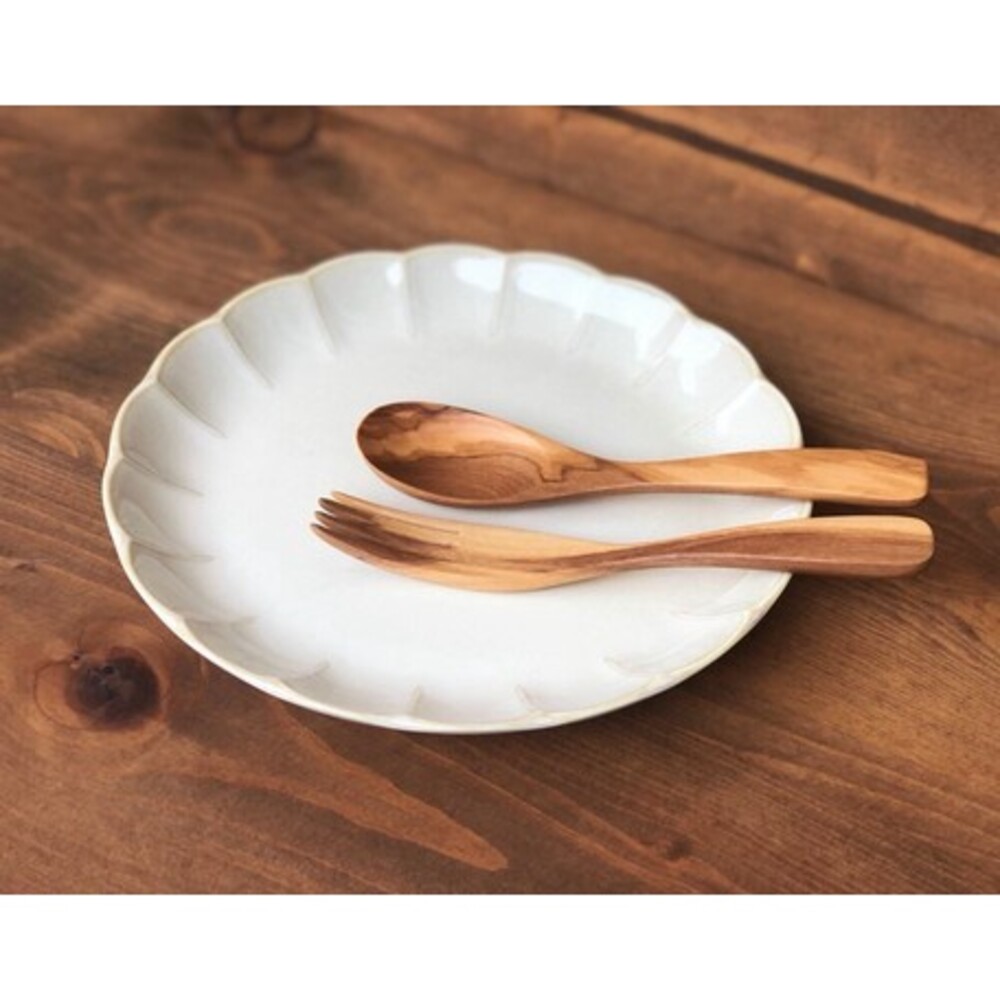 SF-015539-日本製 美濃燒 復古花邊白盤 21.5cm 日式餐盤 盤子 日本碗盤