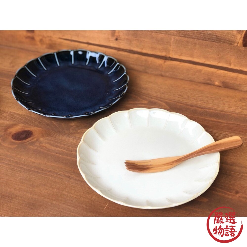 日本製 美濃燒 復古花邊白盤 21.5cm 日式餐盤 盤子 日本碗盤-圖片-1