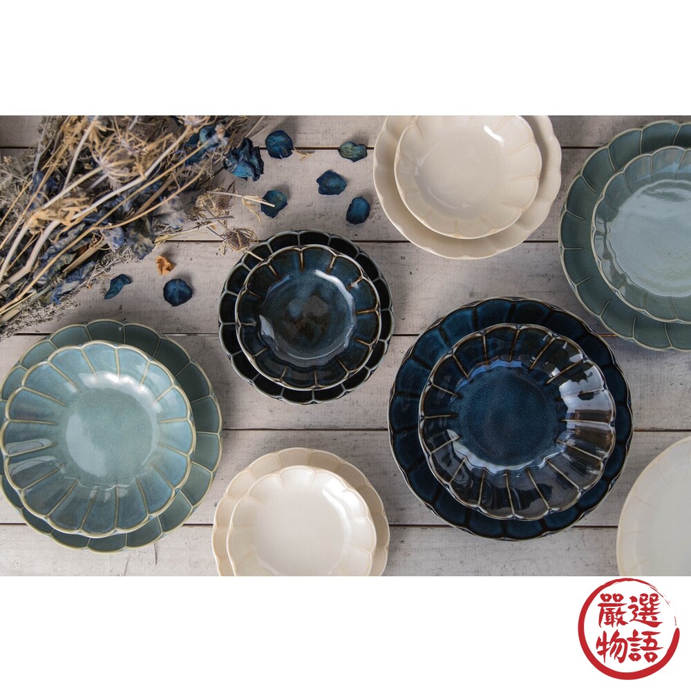 日本製 美濃燒 復古花邊白盤 21.5cm 日式餐盤 盤子 日本碗盤-圖片-2