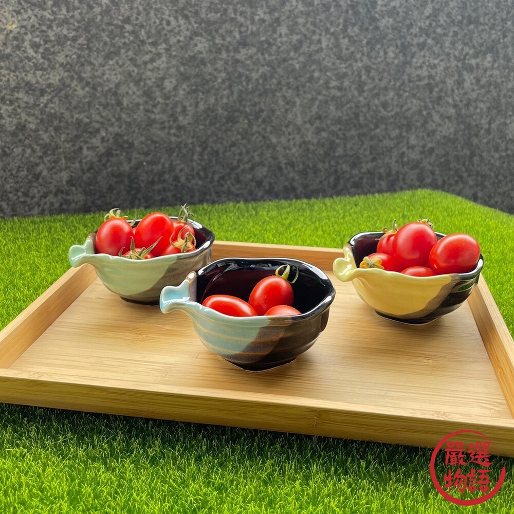 日本製 美濃燒三彩小碟組 小碗 醬料碟 小碟子 小碗 送禮 禮盒 小菜碟 湯碗 湯酒壺 3入組-圖片-2