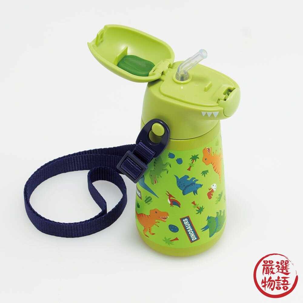 兒童水壺 恐龍 420ml 水瓶 造型水壺 吸管式 附背帶 立體 冷水壺 大瓶口 好清洗-圖片-1