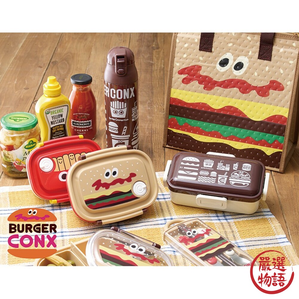 日本製 銀離子漢堡便當盒 透明附蓋 內有隔板 漢堡 抗菌 可微波 耐熱 環保 保鮮盒 野餐 露營-圖片-2