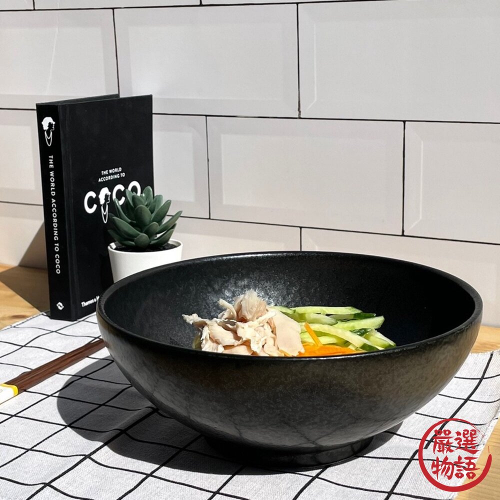 日本製 美濃燒 啞光陶瓷黑碗 拉麵碗 21.5cm 飯碗 湯碗 碗公 湯麵碗 日式餐碗-圖片-2