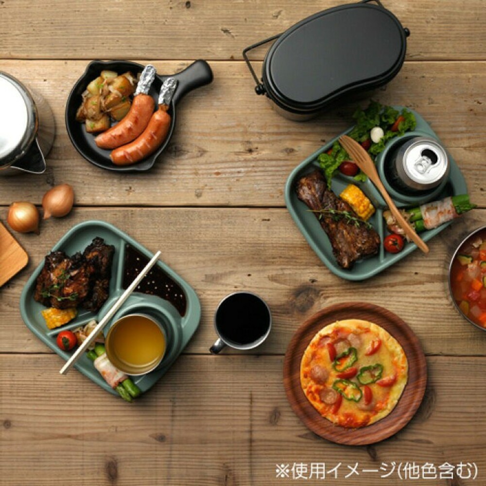 SF-015907-日本製分隔餐盤 inomata BBQ 烤肉 戶外 露營 自助餐 餐盤 餐具 耐熱 可洗碗機 筷架