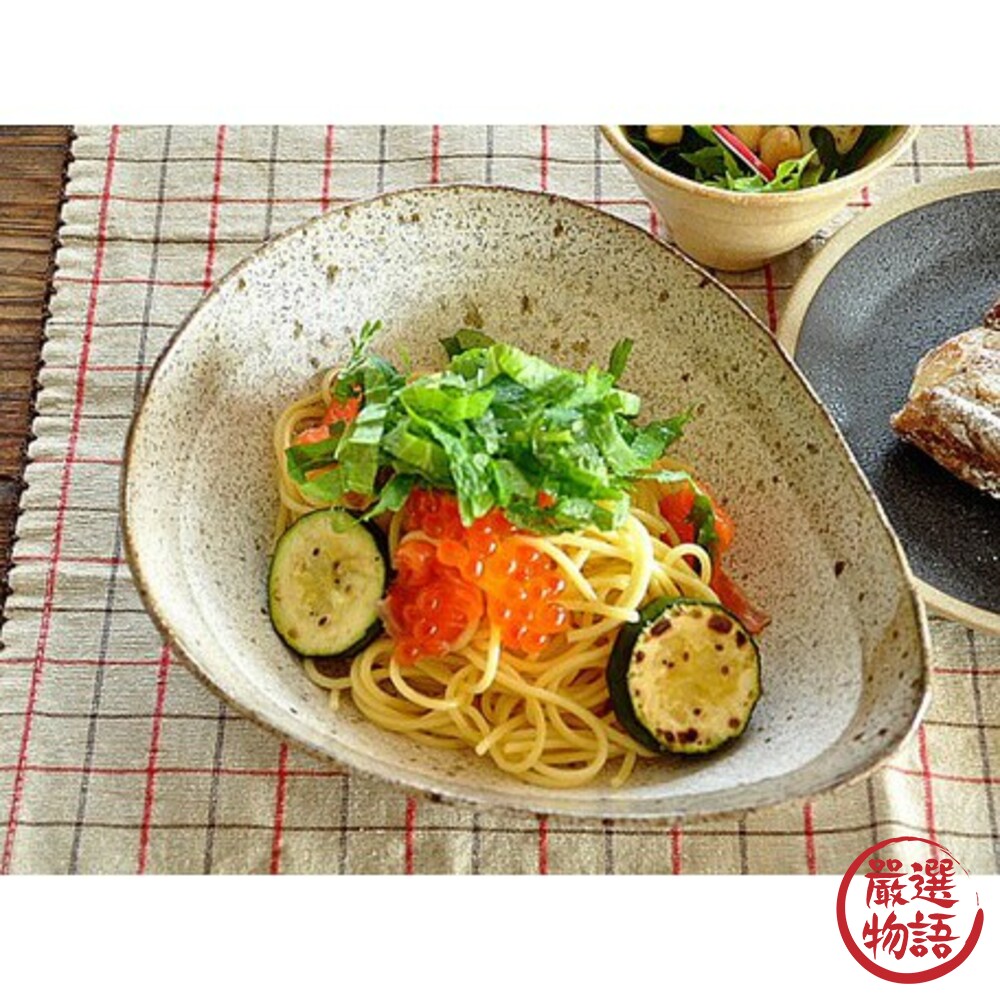日本製美濃燒 水滴形狀造型餐盤 陶瓷 咖哩飯 義大利麵 沙拉盤 菜盤 日式餐盤 西式餐盤 餐盤-圖片-1