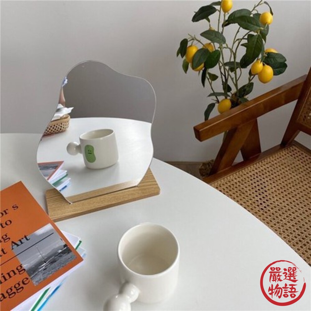 簡約波浪化妝鏡ins風韓國風桌鏡不規則鏡室內擺設居家裝飾裝飾鏡簡約質感