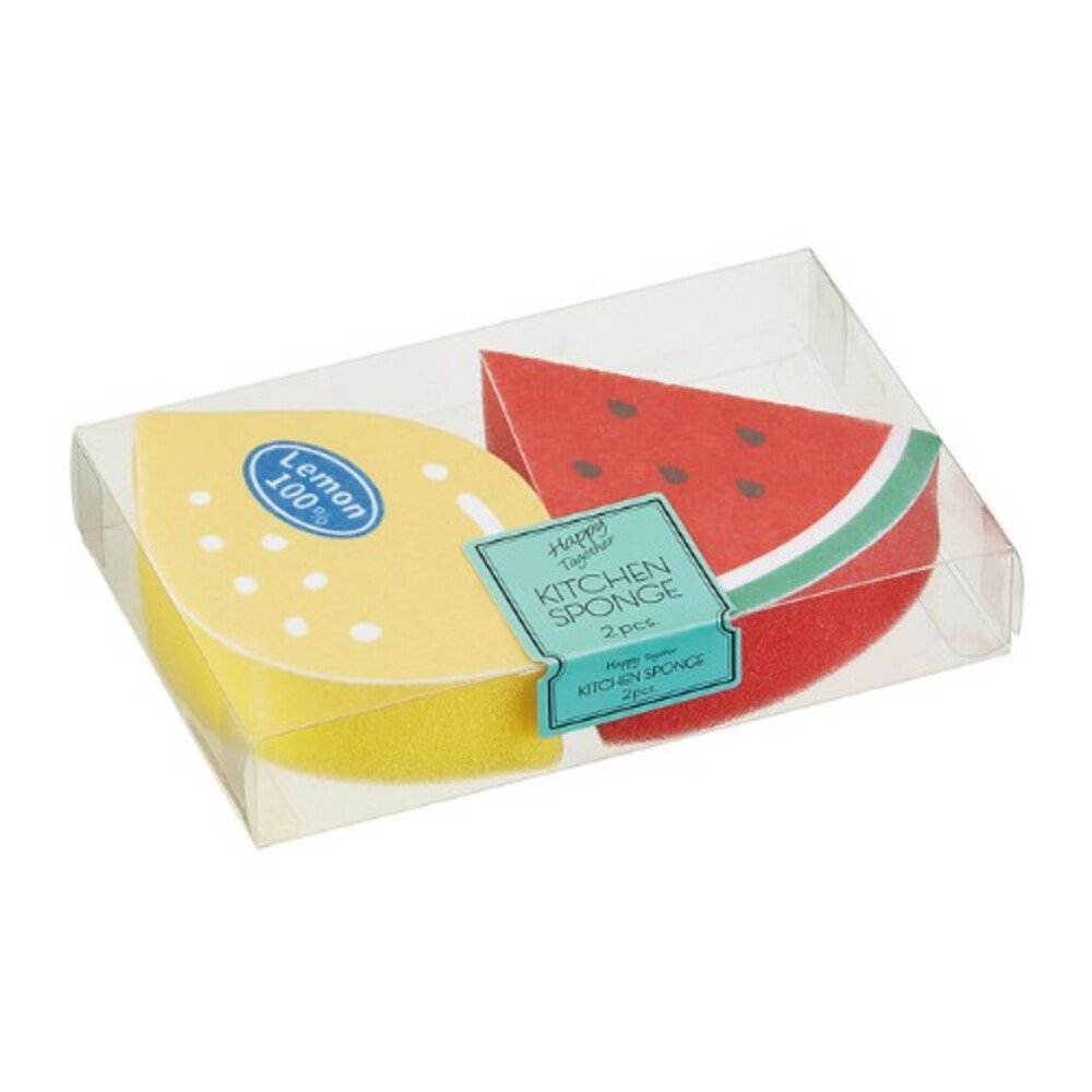 SF-015989-日本水果造型抗菌海綿 兩入 檸檬/西瓜 菜瓜布  廚房清潔 不傷鍋 洗水果 洗碗