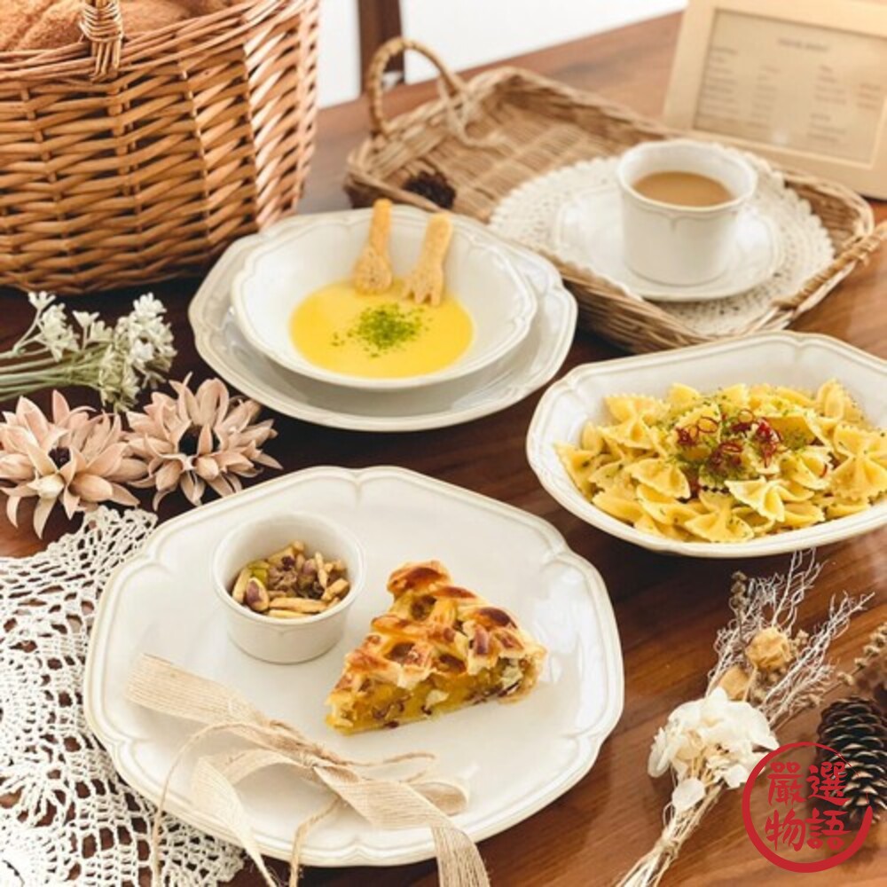 日本製美濃燒六角盤Kalmia楕円鉢/深皿白色陶瓷盤盤子白色陶器網美餐盤