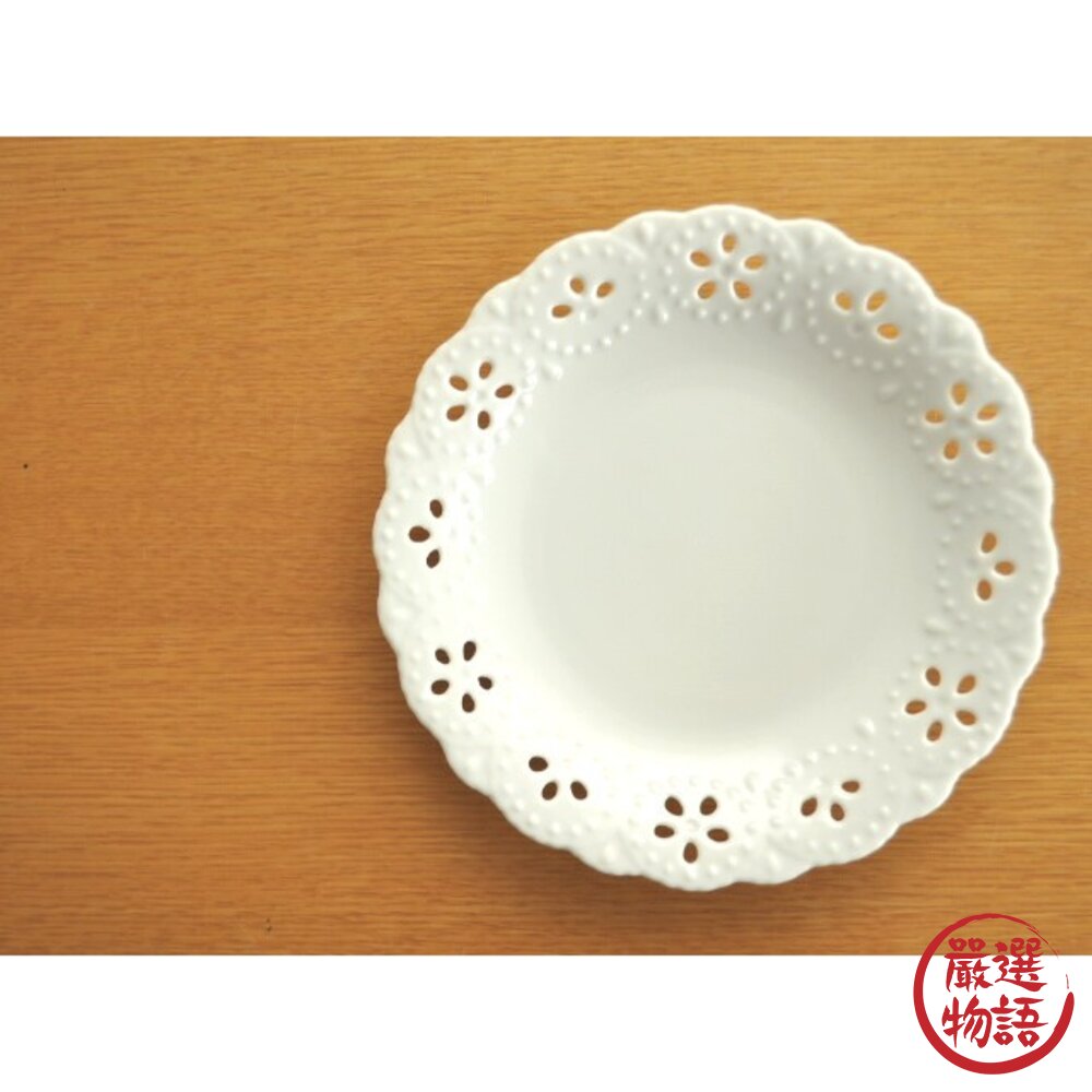 日本製 美濃燒蕾絲裸空點心盤 白瓷 餅乾 蛋糕 水果 白色 下午茶 網美專用 甜點 ins風-圖片-1