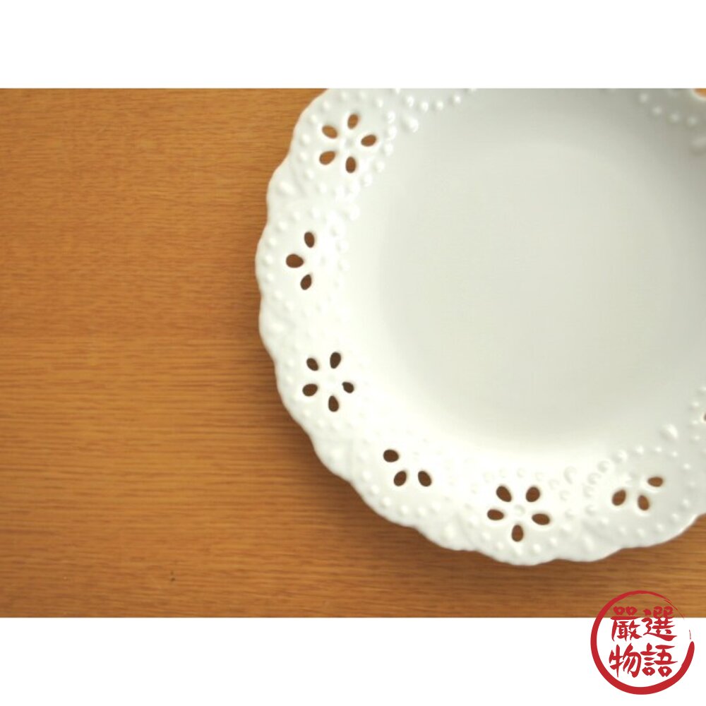 日本製 美濃燒蕾絲裸空點心盤 白瓷 餅乾 蛋糕 水果 白色 下午茶 網美專用 甜點 ins風-圖片-2