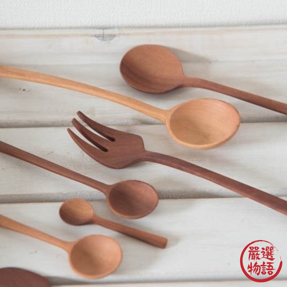 日本天然木製餐具 攪拌杓 攪拌勺 攪拌棒 冰沙長匙 甜點匙 咖啡勺 茶杓 奶茶攪拌棒 攪拌匙 冰沙匙-圖片-2