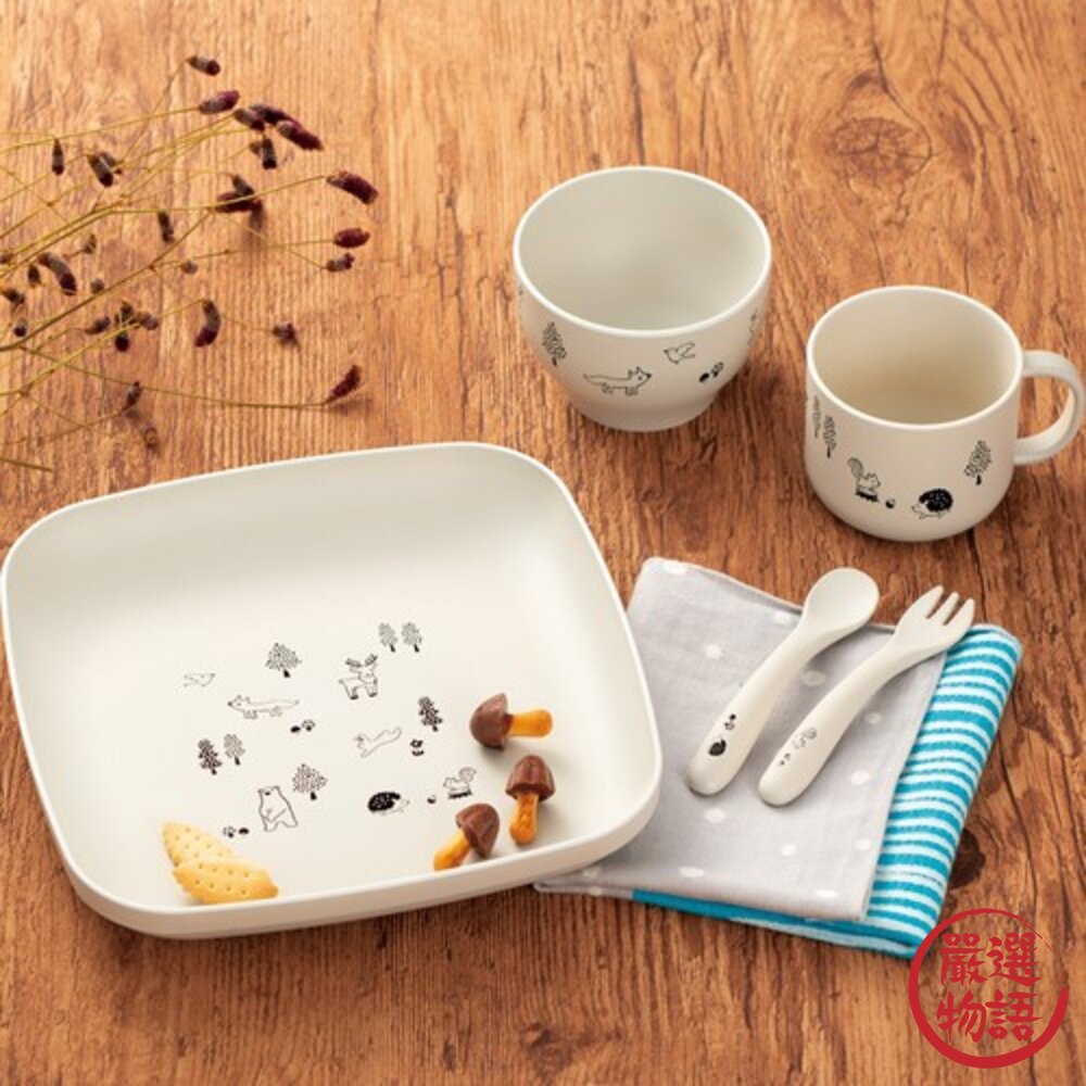 日本製 森林朋友系列餐具 分隔盤 餐碗 湯匙 叉子 湯杯 湯碗 兒童餐具 耐熱 野餐首選 露營必備-圖片-2