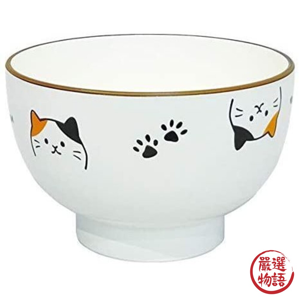 日本製 Mikeneko 三花貓 輕量飯碗 天然木筷 田中箸店 湯碗 筷子 兒童餐具 貓奴-圖片-2
