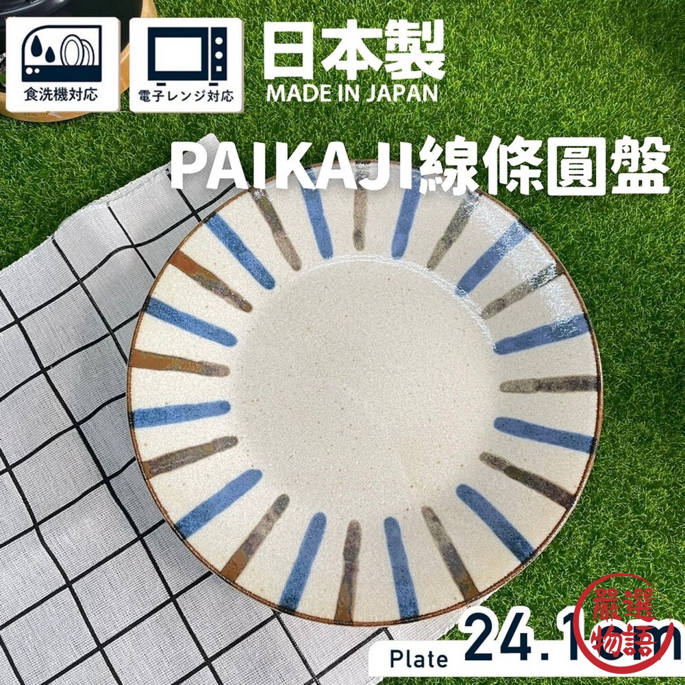 日本製PAIKAJI線條圓盤餐盤盤子義大利麵盤餐廳用盤質感餐具美濃燒陶瓷瓷器