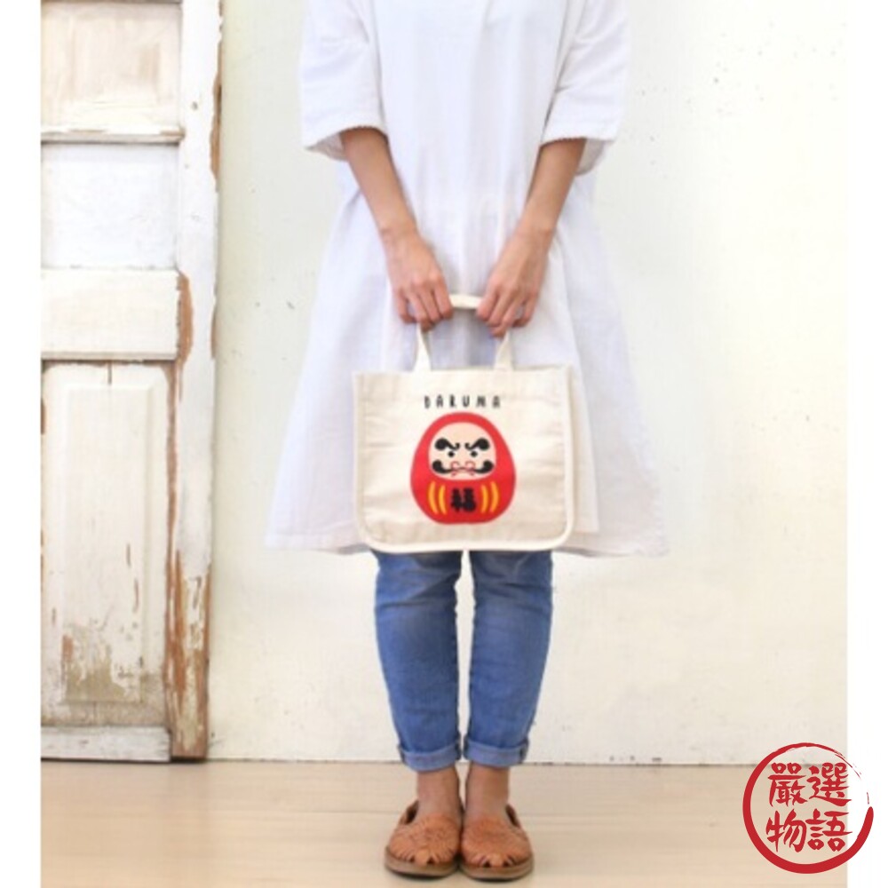 TOMO 帆布托特包 手提袋 外出包 內袋收納 購物袋 福氣 日本吉祥物-圖片-2