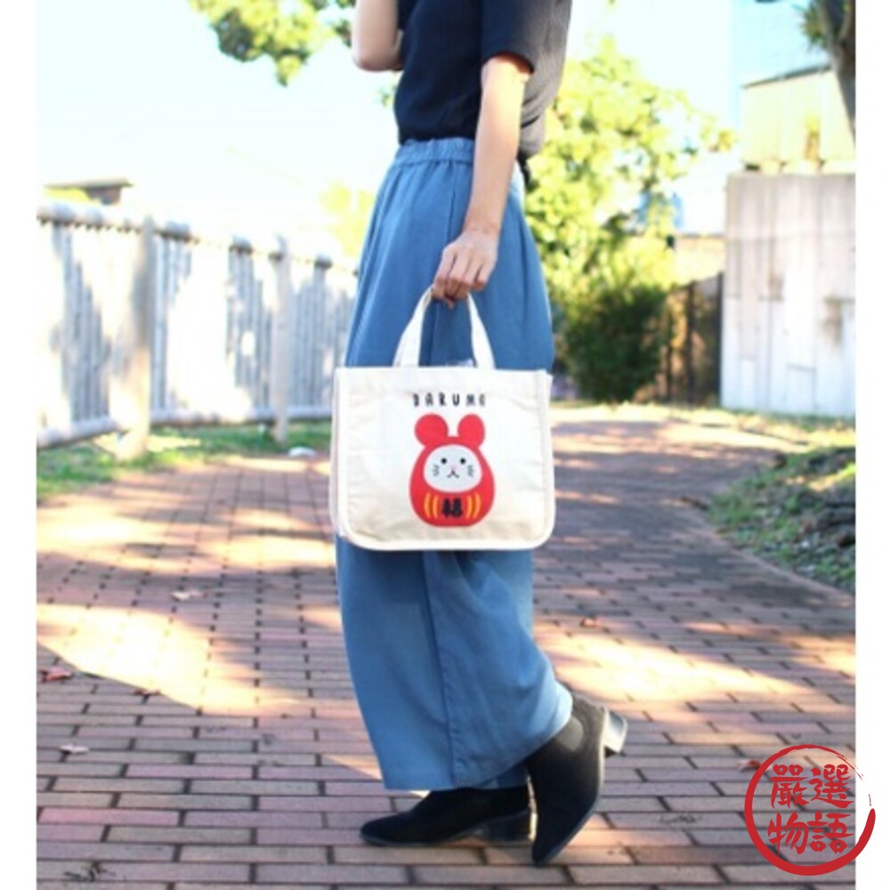 TOMO 帆布托特包 手提袋 外出包 內袋收納 購物袋 福氣 日本吉祥物-圖片-5