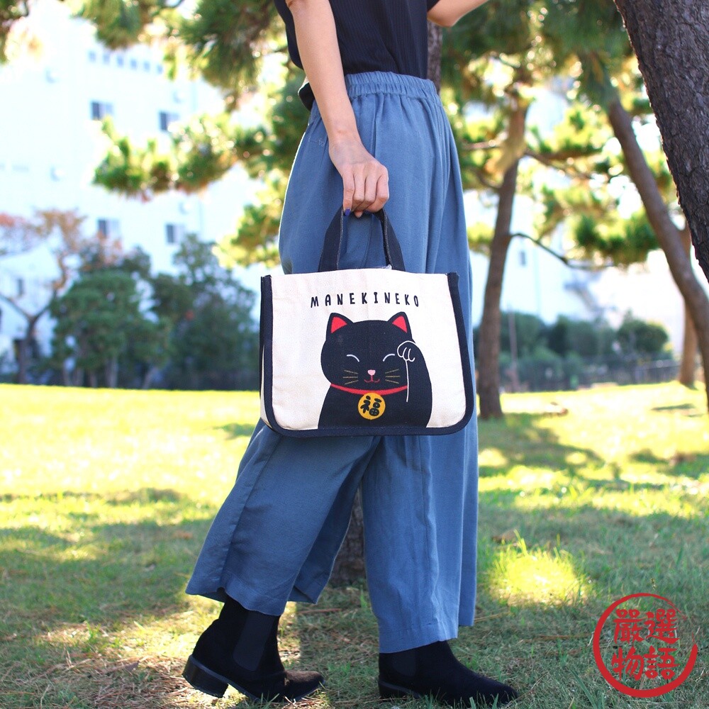 TOMO 帆布托特包 手提袋 外出包 內袋收納 購物袋 福氣 日本吉祥物-圖片-6