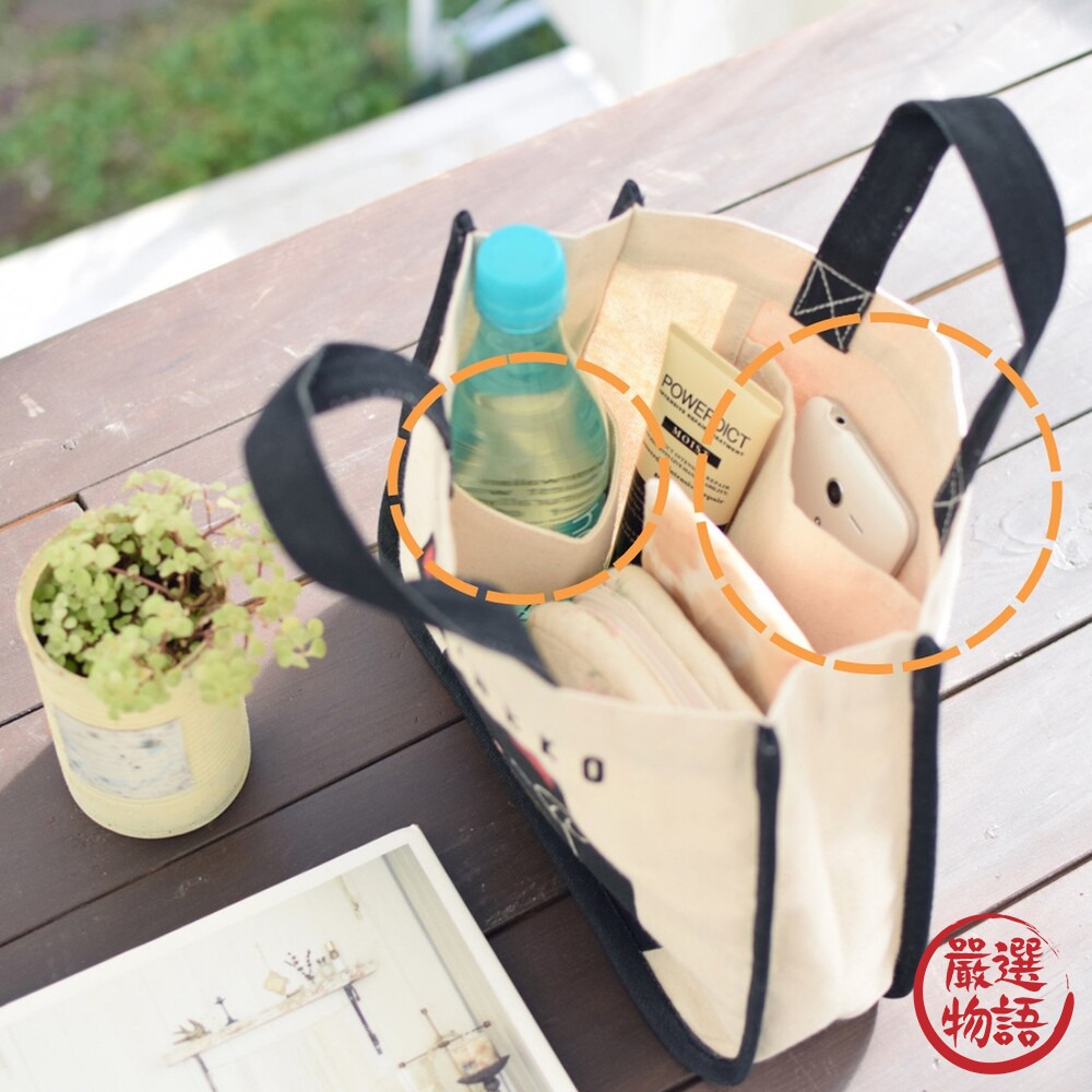 TOMO 帆布托特包 手提袋 外出包 內袋收納 購物袋 福氣 日本吉祥物-圖片-7