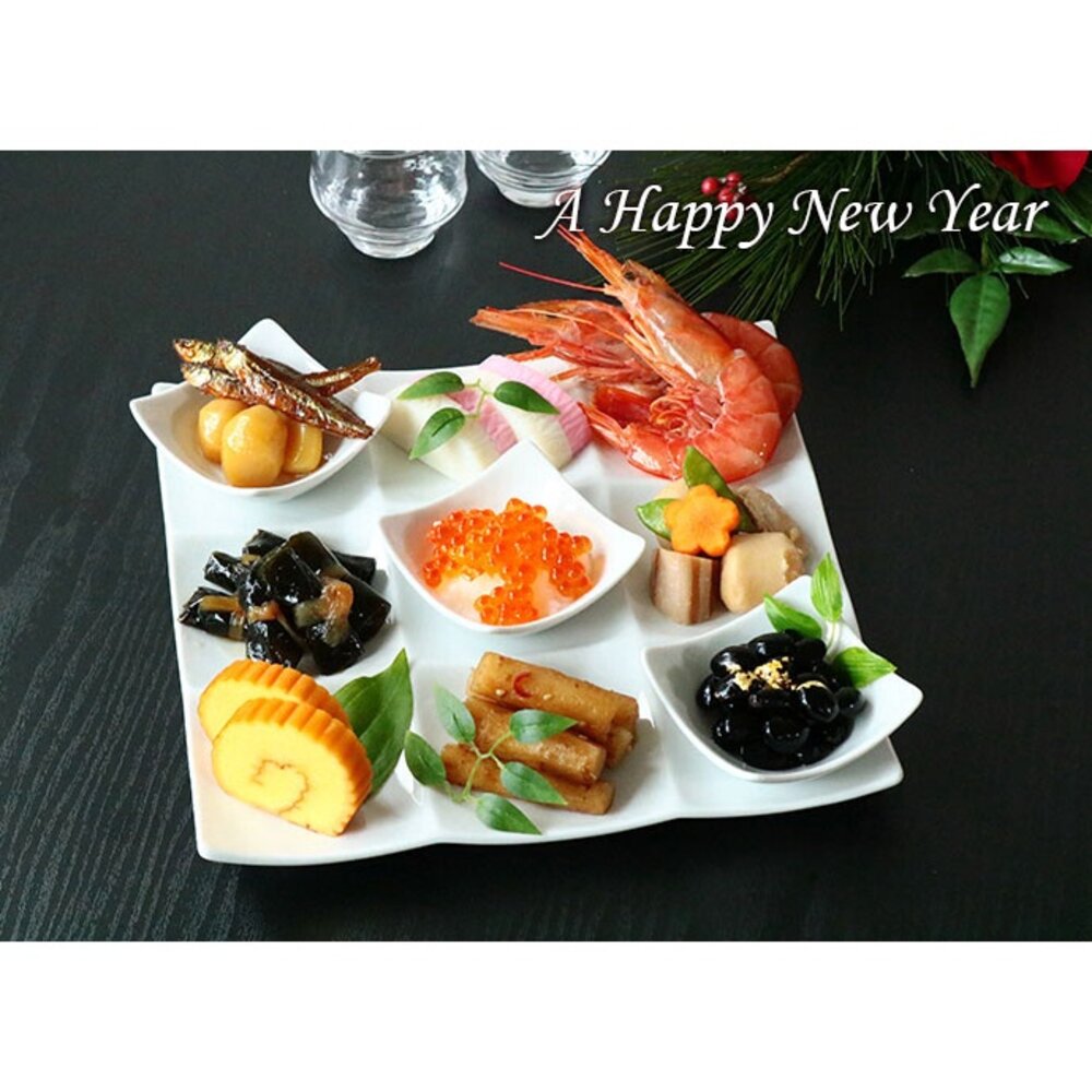 SF-016399-日本製 日式九宮格餐盤 陶瓷餐盤 小菜 分隔盤 點心盤 壽司拼盤 涼菜盤 懷石料理 精緻分格盤