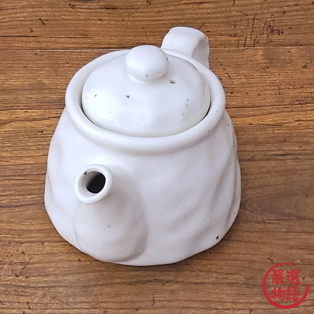 日本製 日本製 美濃燒 復古白色茶壺 附瀘網 日式茶具 陶茶壺 白瓷壺 瓷壺 500ml-圖片-2